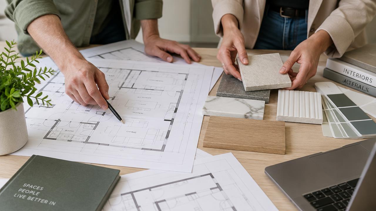 Vakman en klant bespreken plannen en materialen