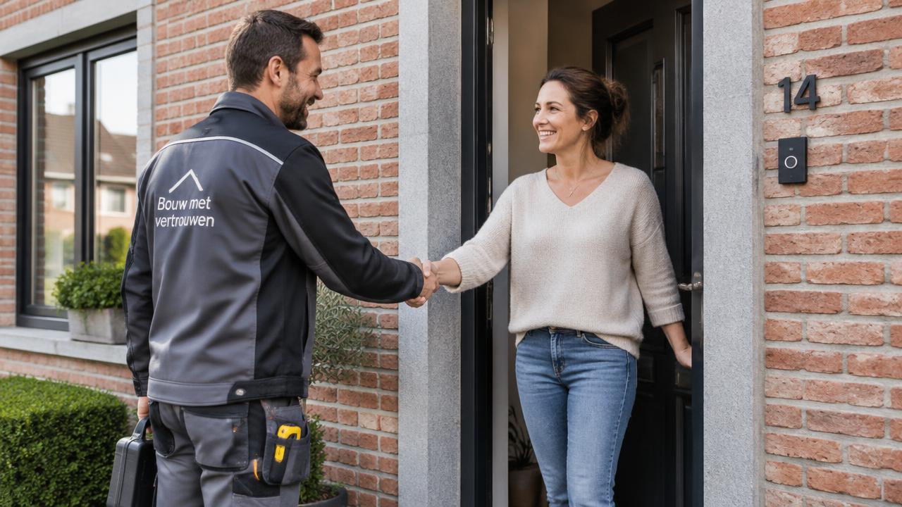 Vakman schudt hand met tevreden klant